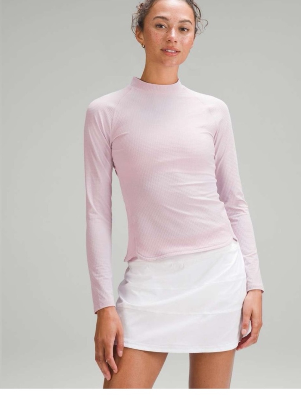 lululemon athletica Pale Pink Long Sleeve Mock Neck Top
